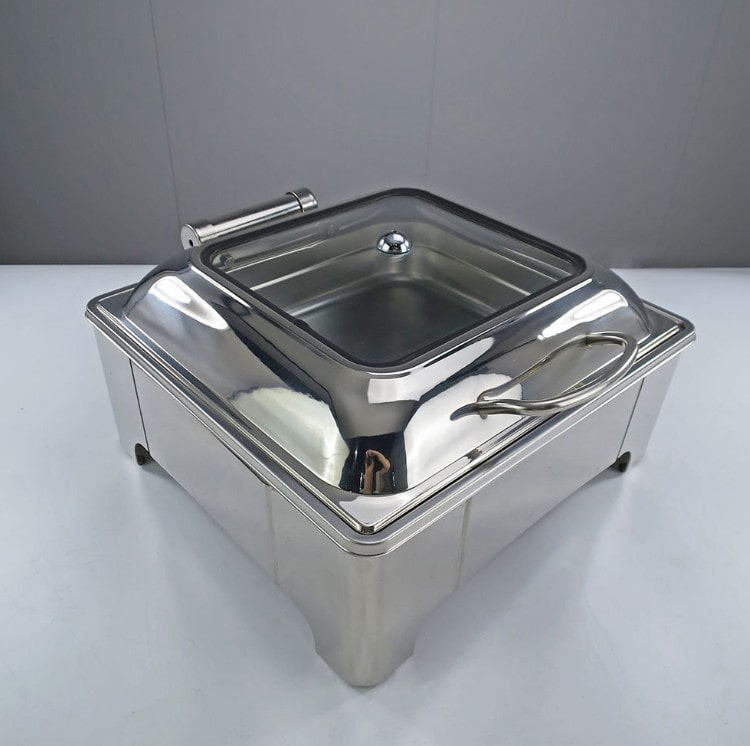 Nồi hâm nóng thức ăn buffet hình vuông nắp kính
