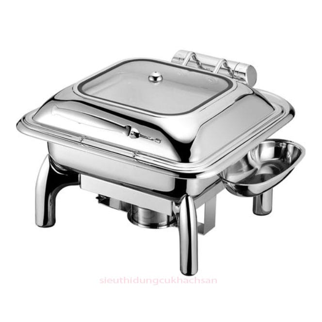 Nồi giữ nhiệt buffet có bộ chân cứng cáp và phần nồi đặt phía trên.