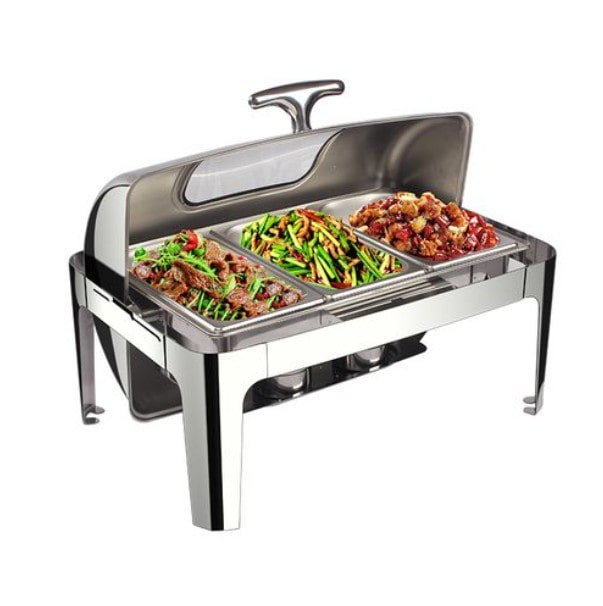 Nồi hâm buffet được tùy biến thành 3 ngăn chưa thức ăn.