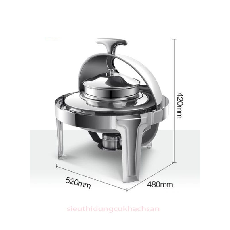 Kích thước của nồi hâm soup buffet hình tròn dùng điện 5 lít