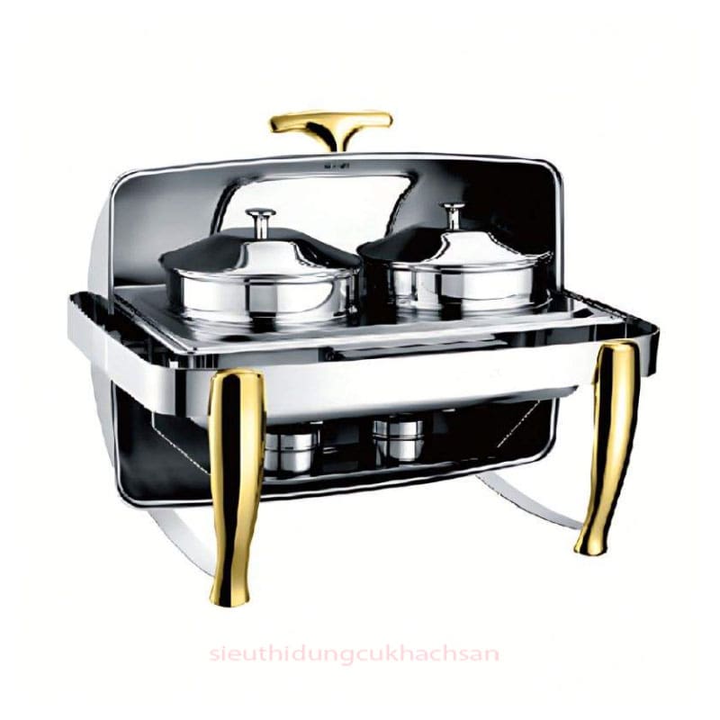 Nồi hâm soupo buffet hình chữ nhật gồm 2 ngăn.