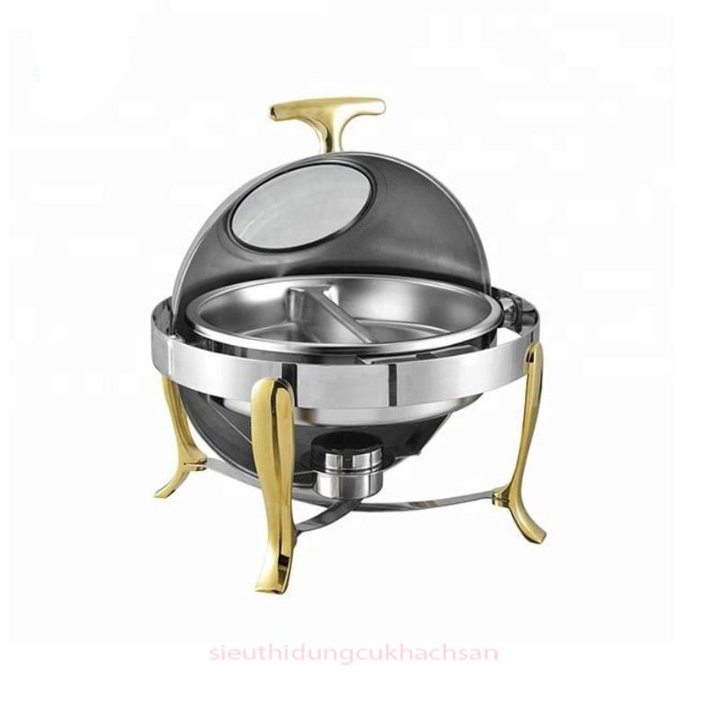 Nồi hâm buffet 2 khay chứa thức ăn hình tròn