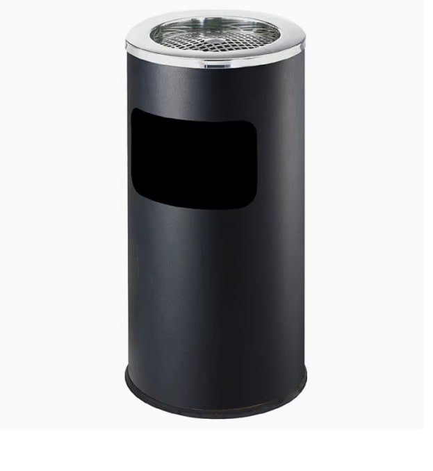 Thùng rác inox có gạt tàn thuốc -TP692117 màu đen