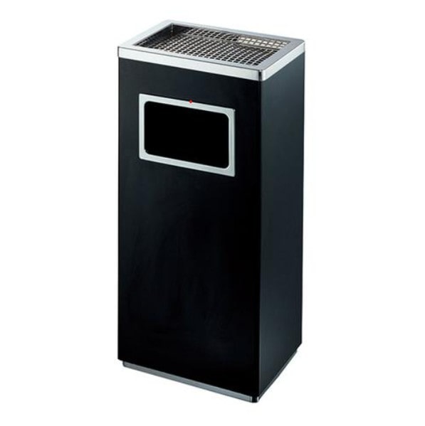 Thùng rác gạt tàn inox màu đen dùng ở thang máy khách sạn