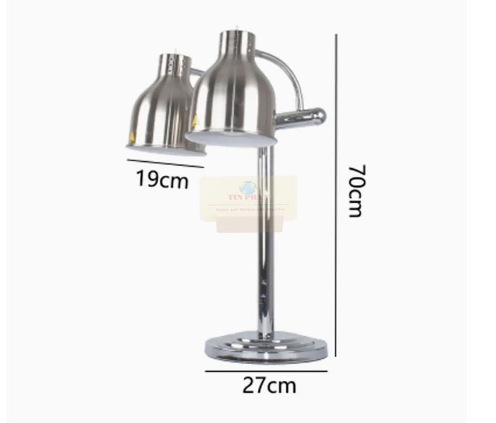 Kích thước đèn hâm nóng thức ăn buffet hai bóng