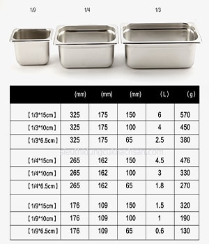 khay buffet gn 1/3 1/4 1/9