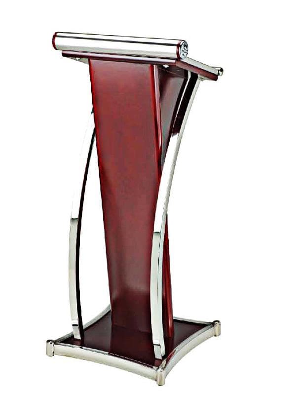 Bục phát biểu bằng gỗ và inox thiết kế sang trọng và hiện đại.