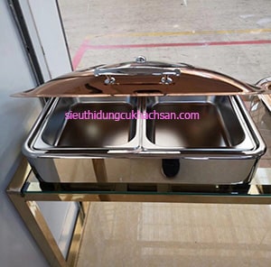 Nồi hâm buffet hình chữ nhật nắp đồng TPLH-006