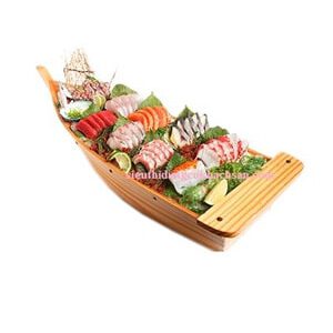 Thuyền gỗ trang trí thức ăn - TPHM063