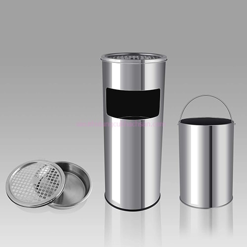 Thùng rác inox có gạt tàn thuốc