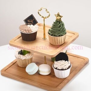 Khay bánh cupcake 2 tầng bằng gỗ - TPHM6605